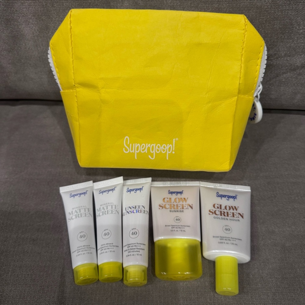 Supergoop! Sunscreens with Yellow Pouch